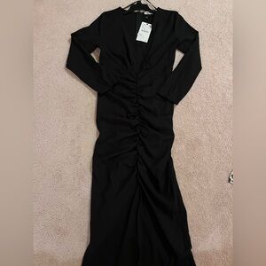 Zara Elegant Black Long Sleeve Dress